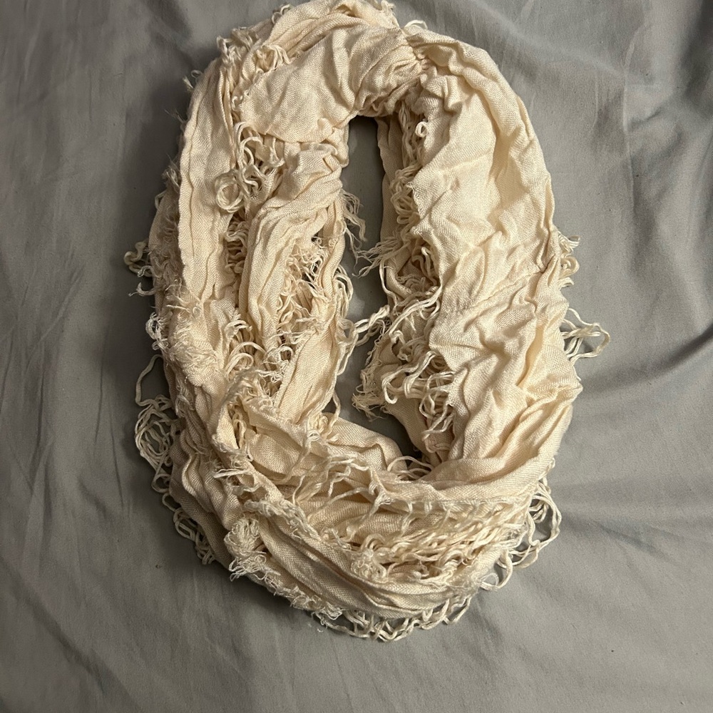 Cream Fringed Scarf